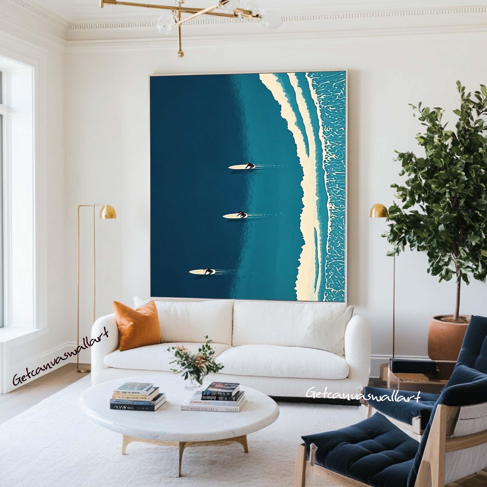 Surfline Serenity – Modern Coastal Aerial Painting