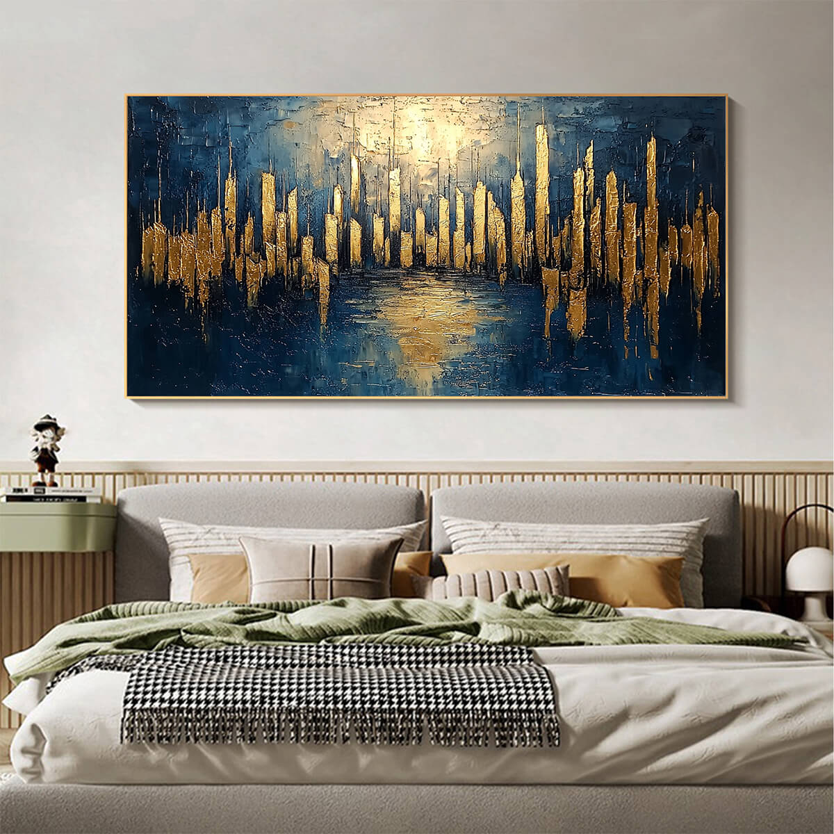 Golden Skyline – Abstract Cityscape Textured Wall Art