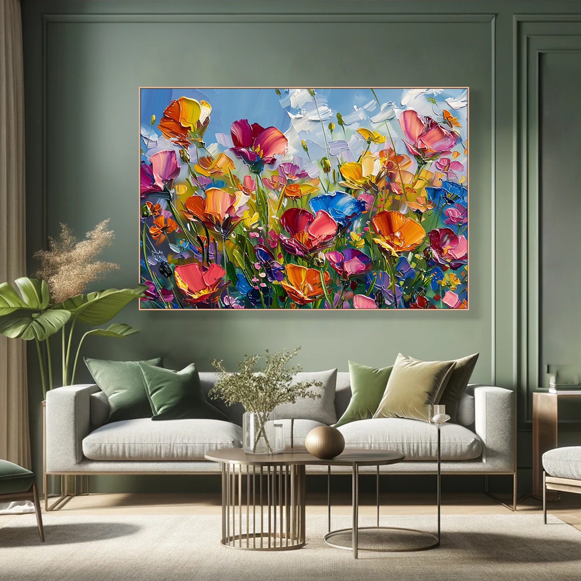Summer Meadow – Abstract Textured Floral Canvas Art