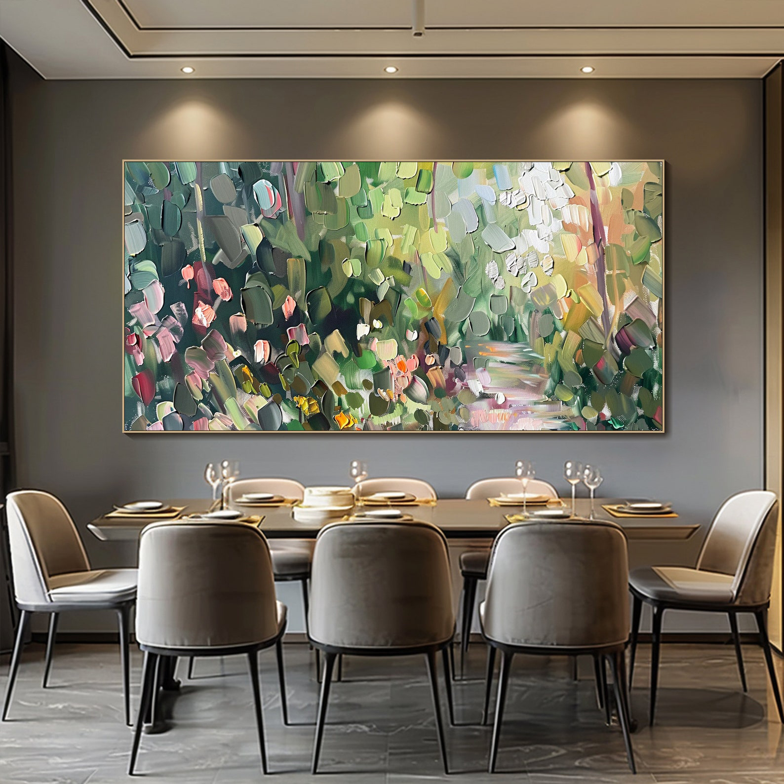 Garden Light – Large Abstract Floral Painting for Living Room Wall Decor