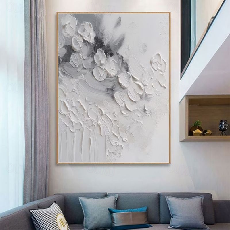 Textured abstract canvas art with 3D palette knife strokes, modern wall painting for living room and bedroom decor 2