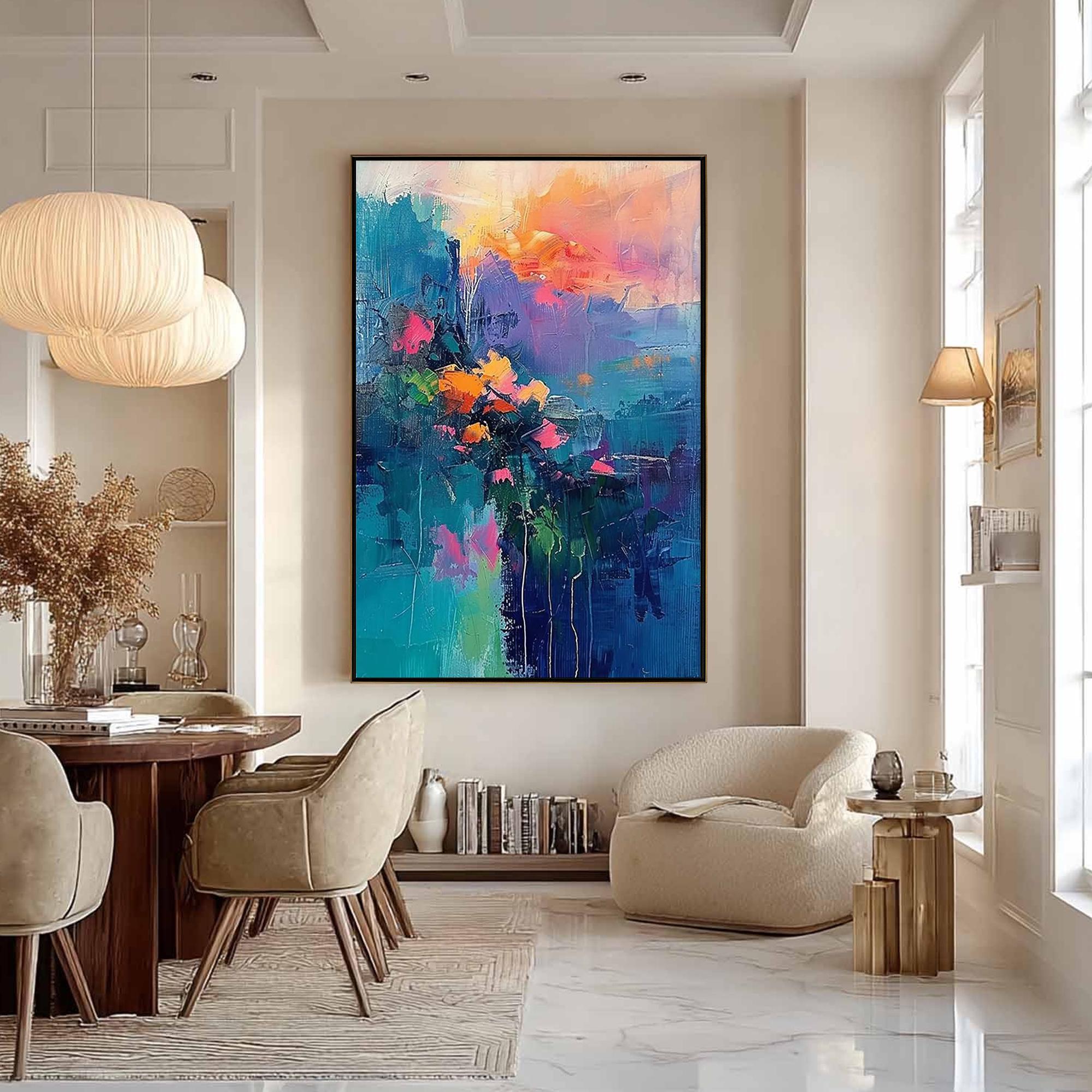 Dream Bloom — Abstract Textured Floral Oil Painting, Colorful Modern Wall Art