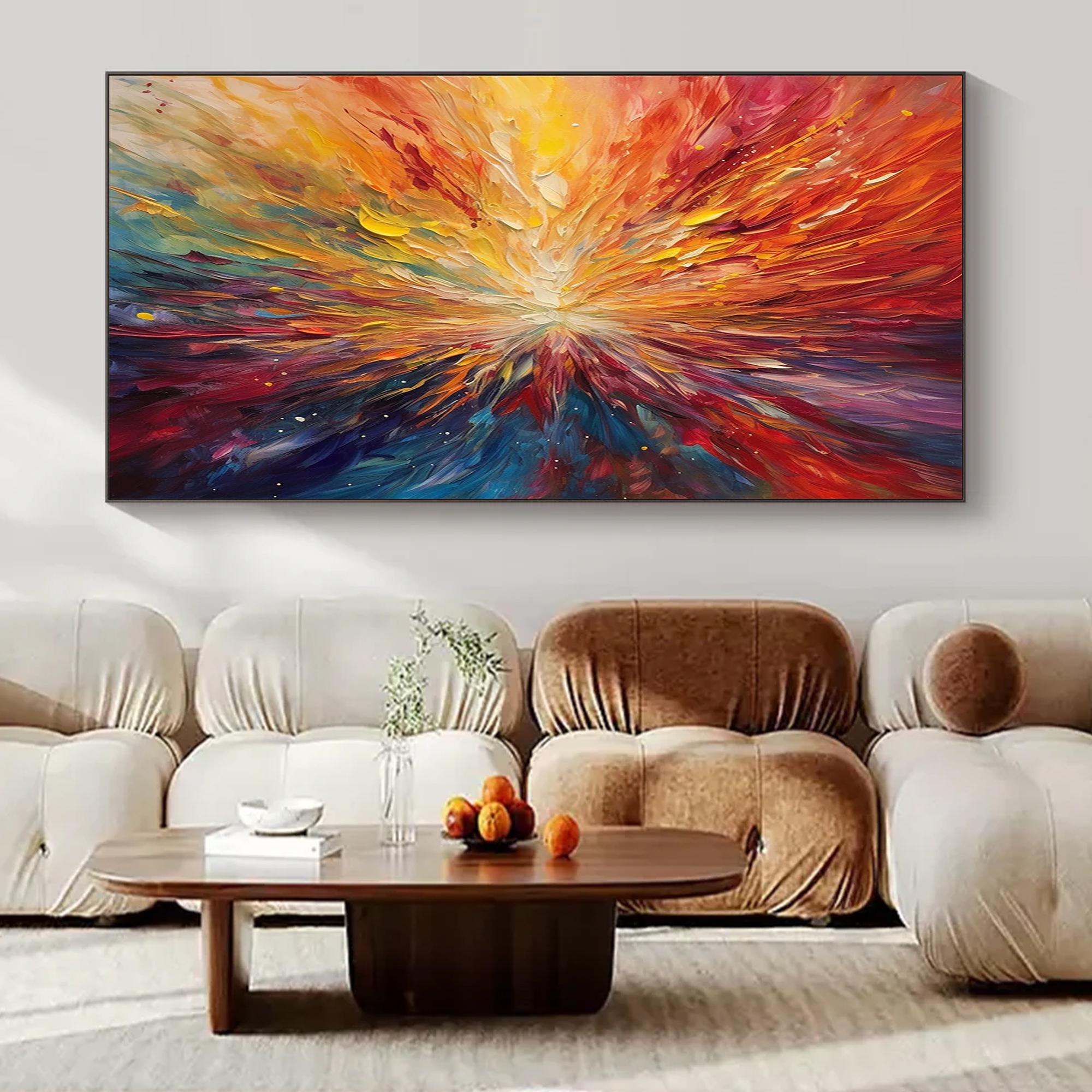 Solar Burst — Colorful Abstract Textured Oil Painting, Modern Statement Wall Art