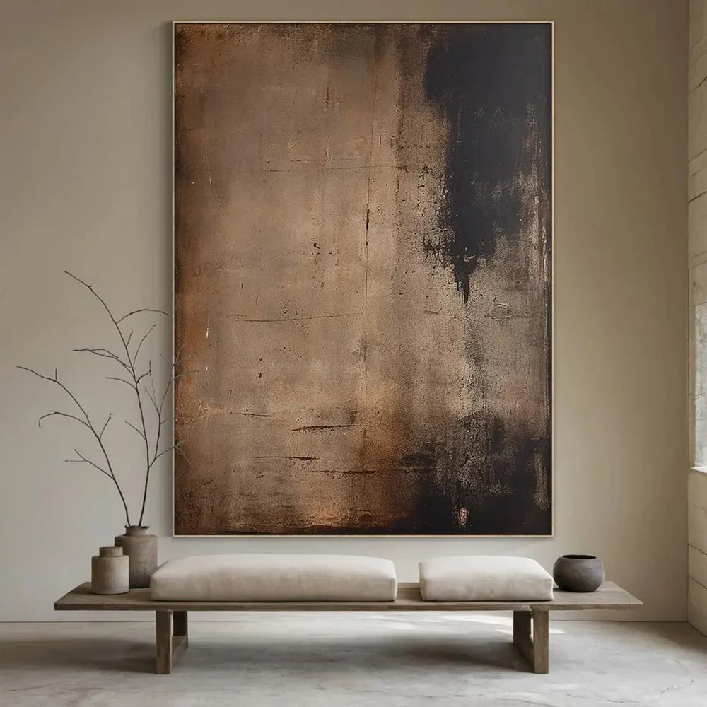 Erosion Calm — Minimalist Abstract Textured Oil Painting, Wabi-Sabi Modern Wall Art