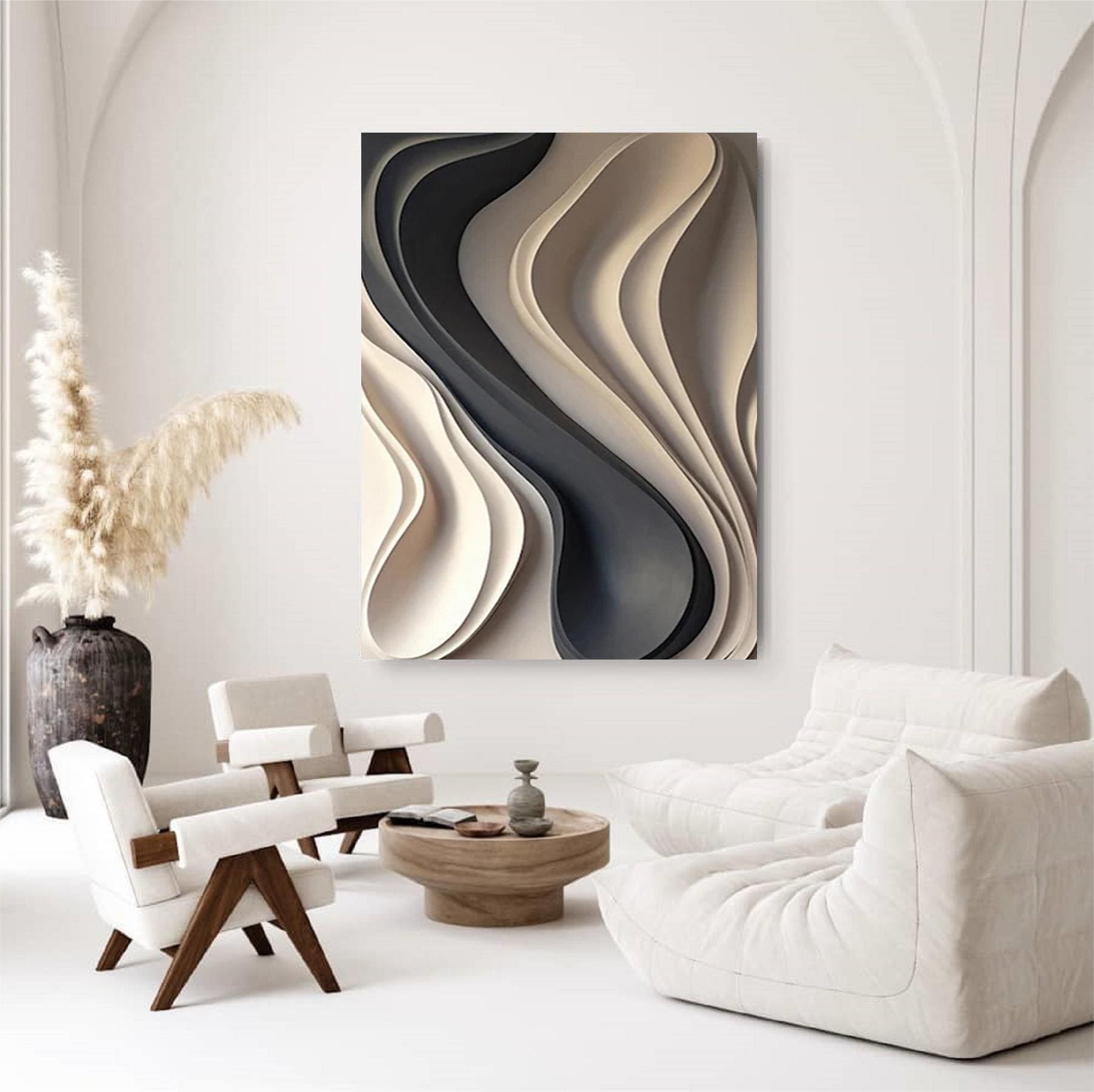 Sculpted Waves – 3D Textured Abstract Oil Painting