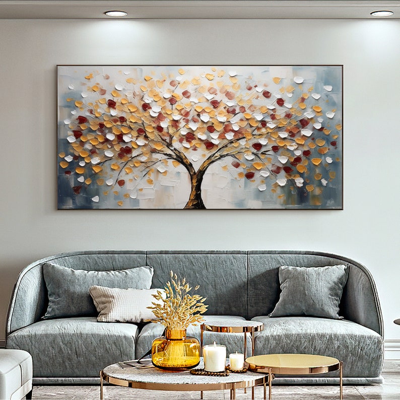 Autumn Glow: Textured Tree of Life Art