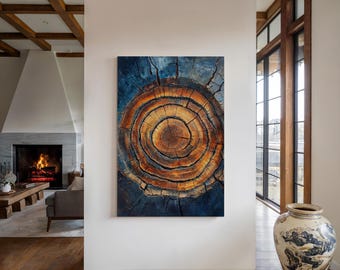 Time Rings – Tree Ring Texture Canvas Abstract Nature Wall Art Rustic Wood Decor