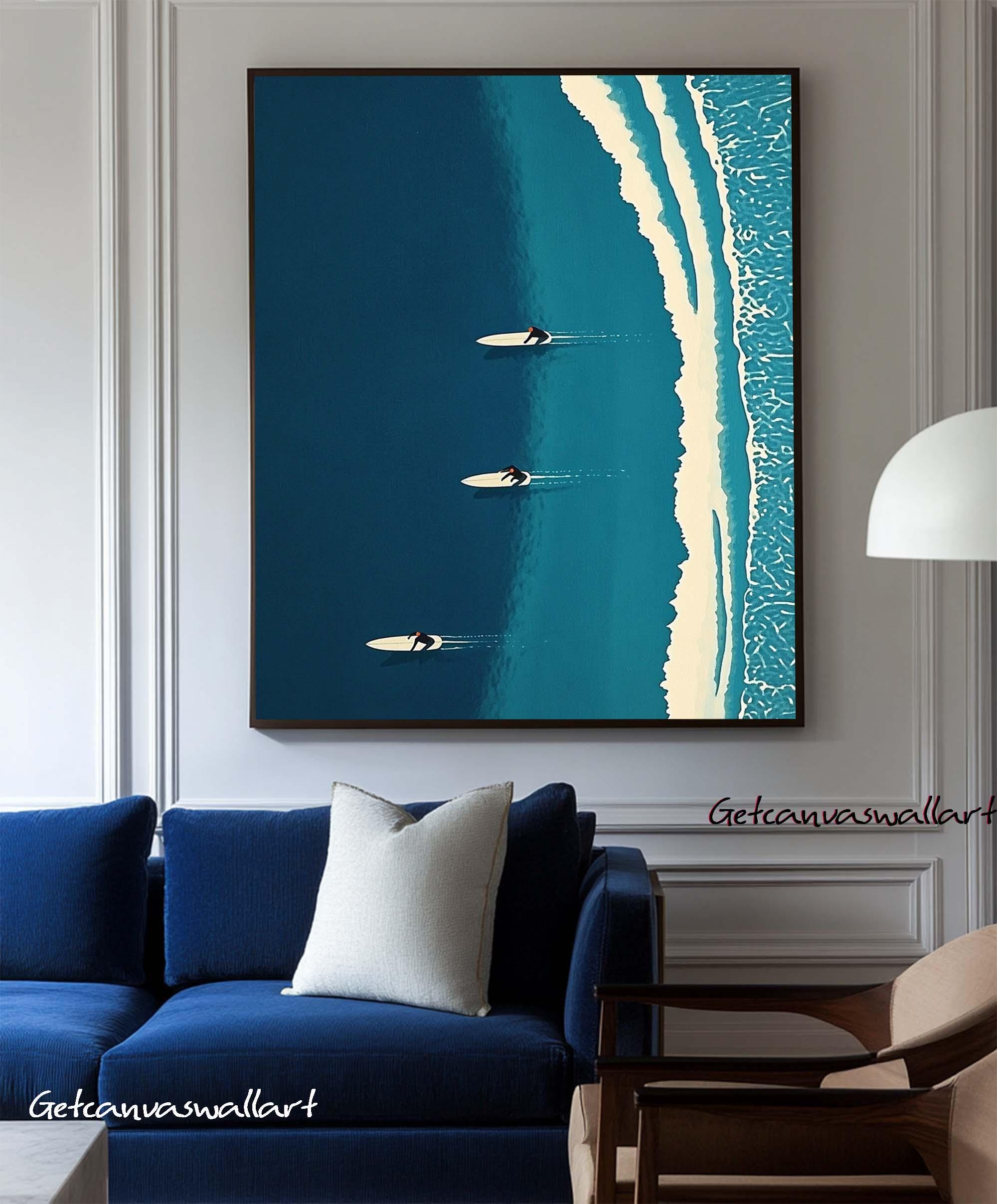 Surfline Serenity – Modern Coastal Aerial Painting