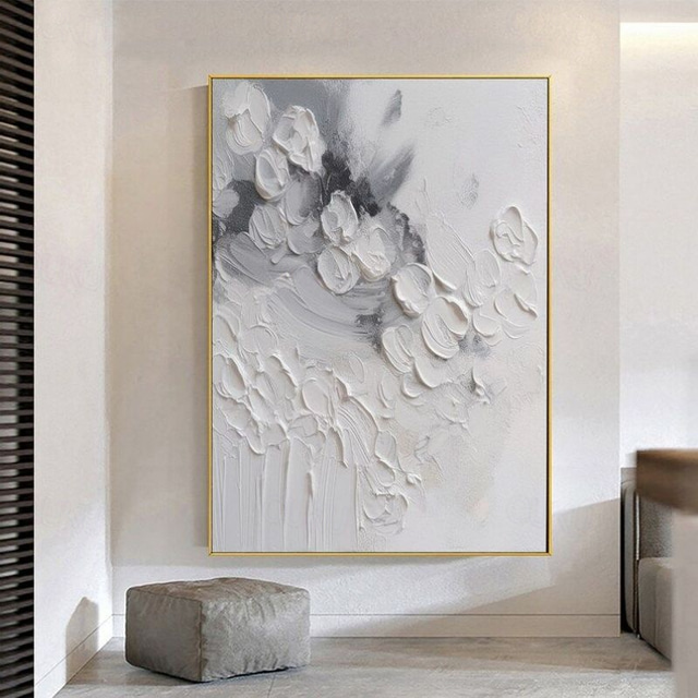 Textured abstract canvas art with 3D palette knife strokes, modern wall painting for living room and bedroom decor