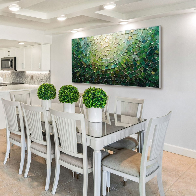 Emerald Radiance | Textured Green Mosaic Wall Art