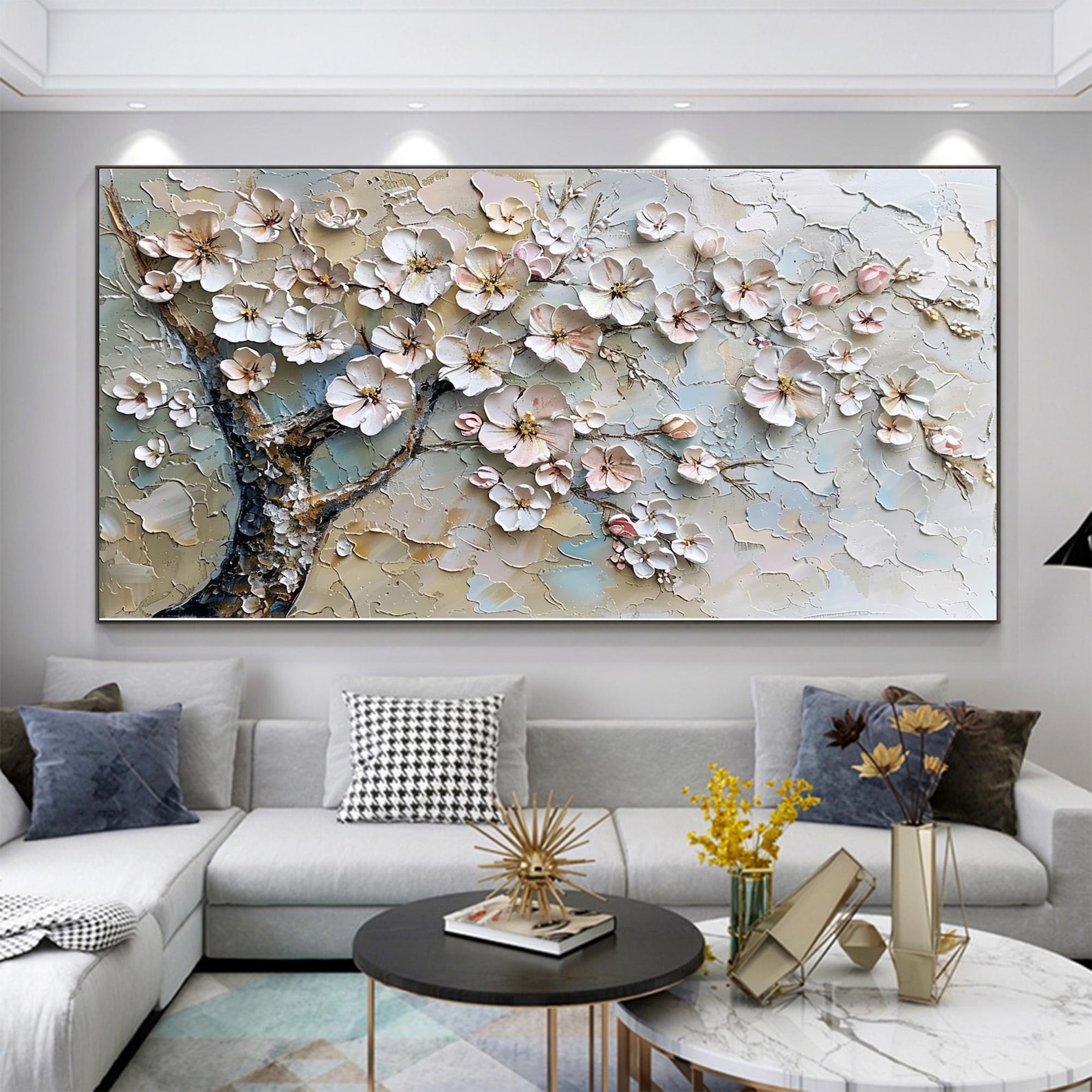 Blossom Grace – Textured Floral Oil Painting