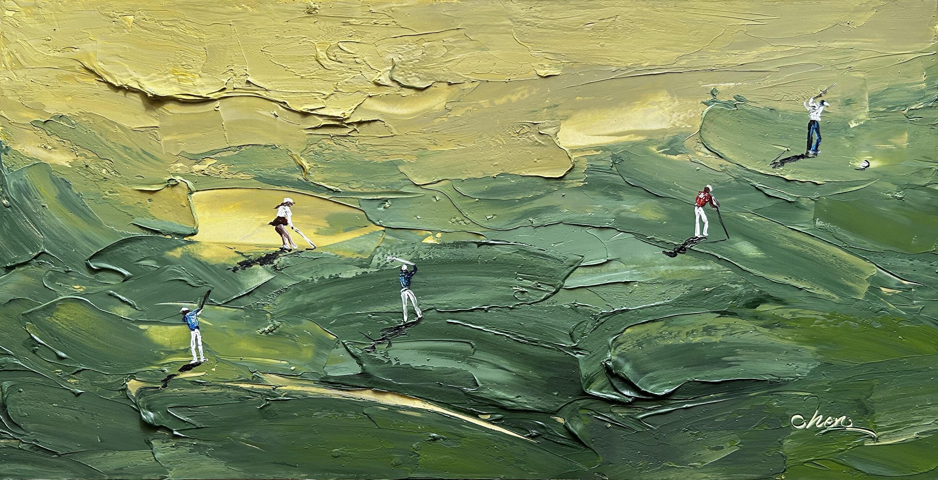 Swing Terrain – Golf Player Abstract Palette Knife Painting Sport Textured Canvas Art