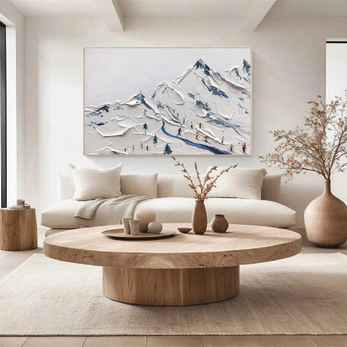 Winter Glide – Textured Snow Mountain Painting