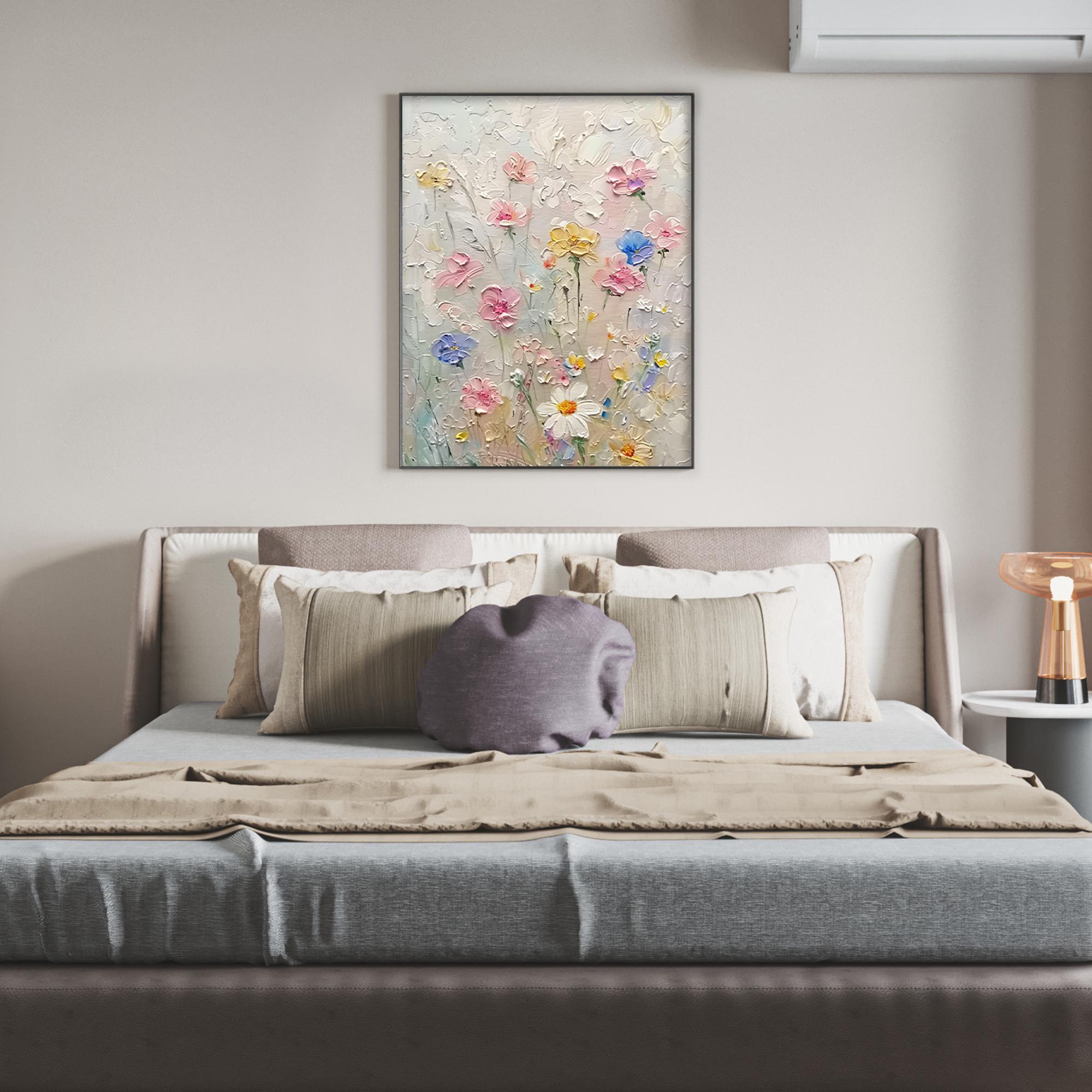 Petals of Dawn – 3D Textured Floral Oil Painting Vertical Canvas Art