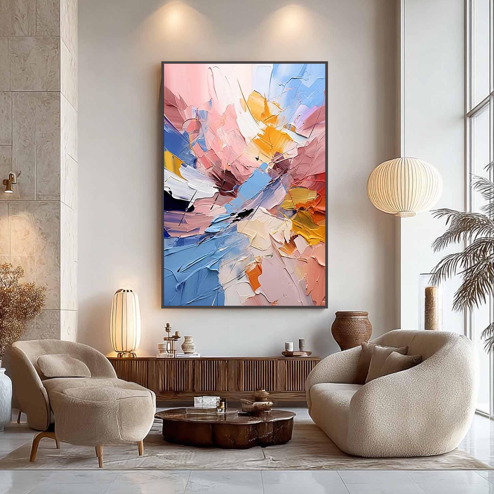 Radiant Harmony — Colorful Abstract Textured Oil Painting, Modern Contemporary Wall Art