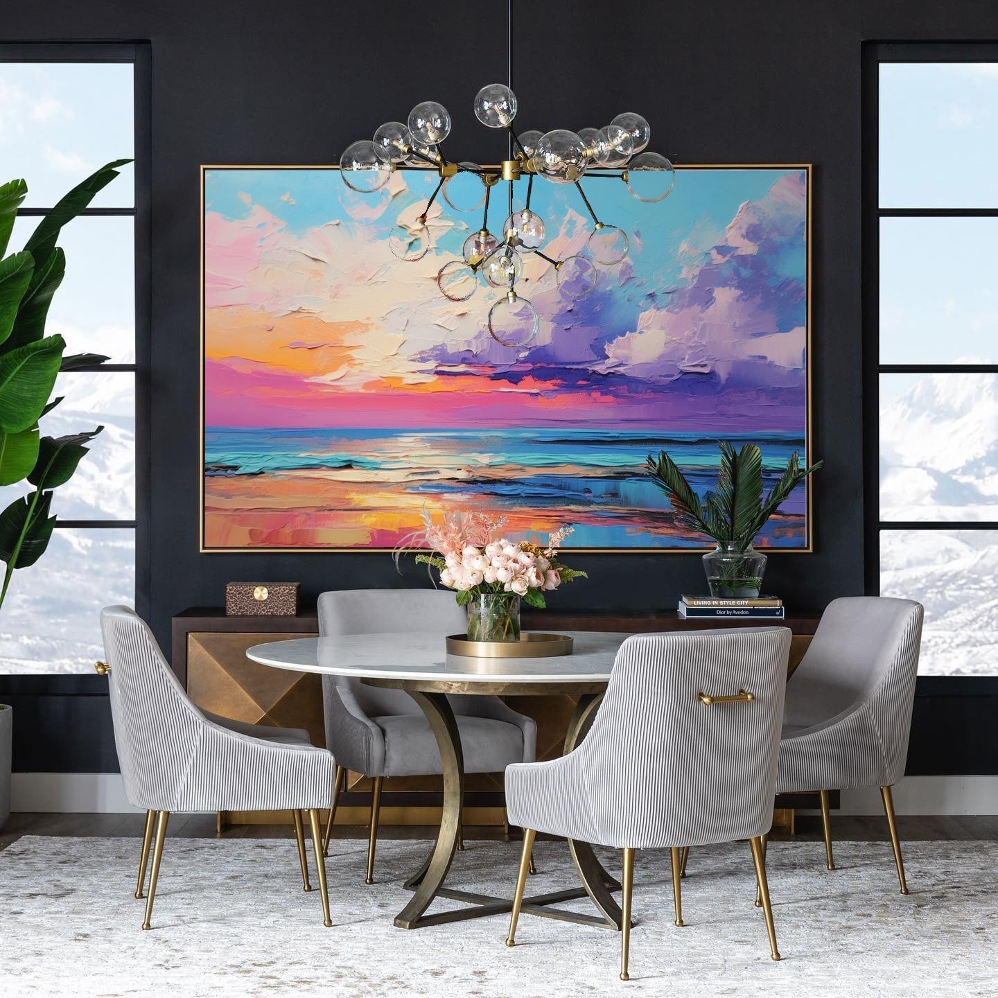 Ocean Glow — Colorful Abstract Seascape Textured Oil Painting, Modern Wall Art