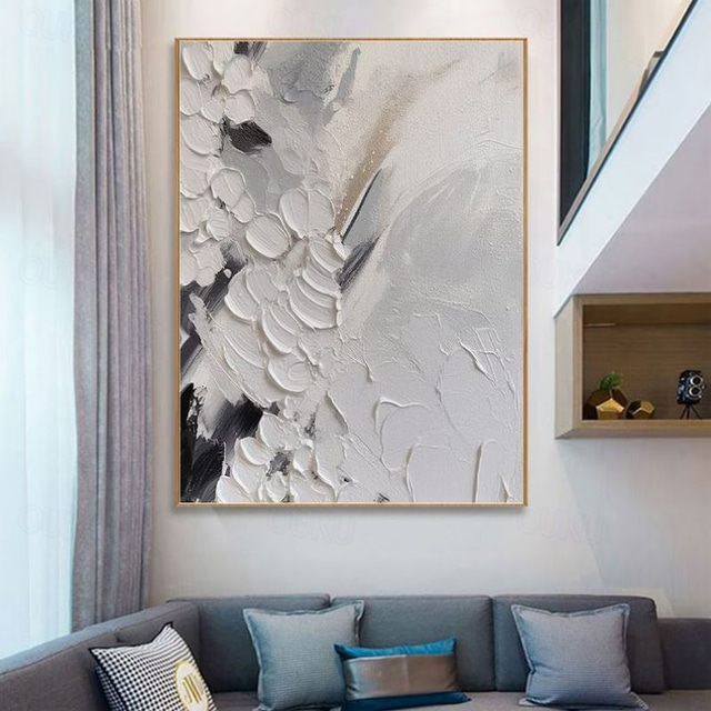 Textured abstract oil painting with 3D palette knife strokes, modern wall art for living room and bedroom