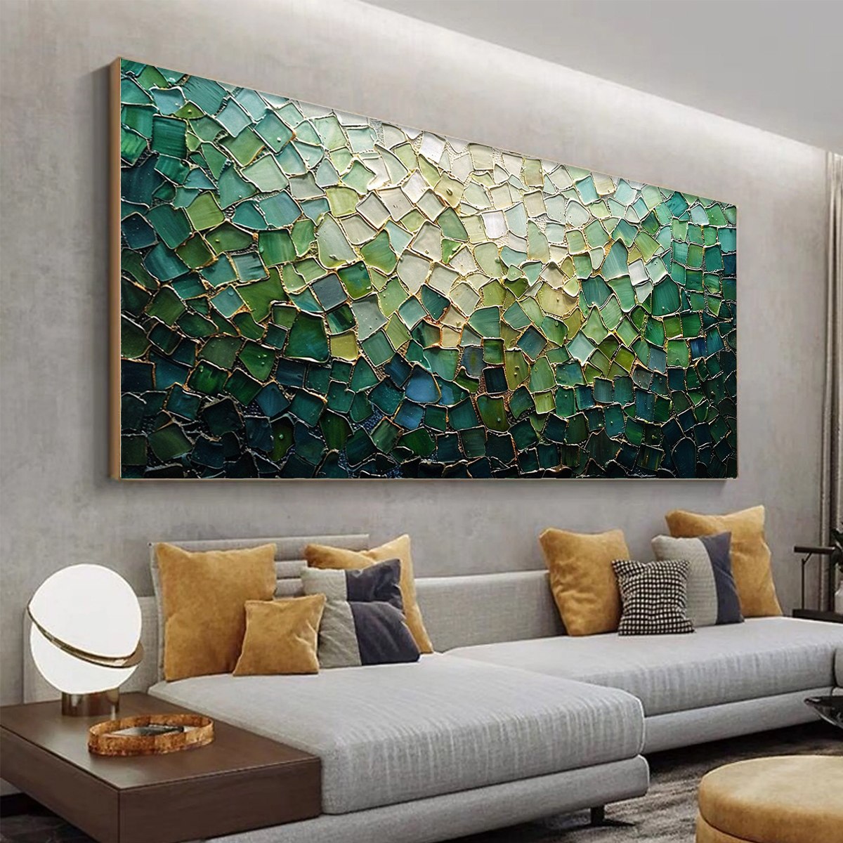 Shards of Green – Textured Abstract Glass Mosaic Wall Art