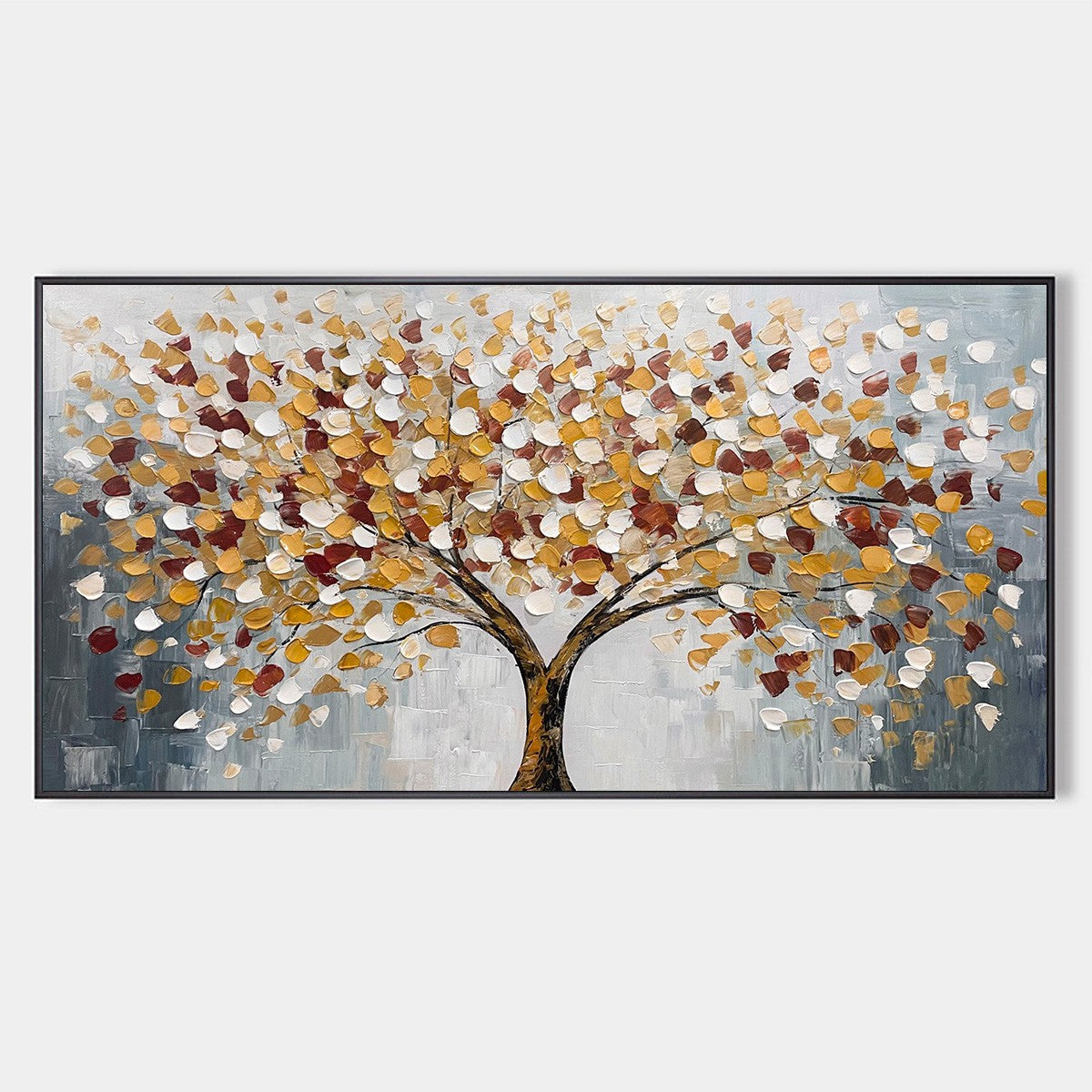 Autumn's Embrace – Textured Abstract Tree Canvas Art