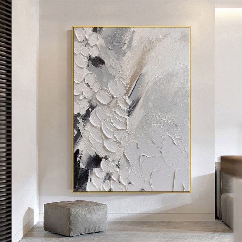 Textured abstract oil painting with 3D palette knife strokes, modern wall art for living room and bedroom