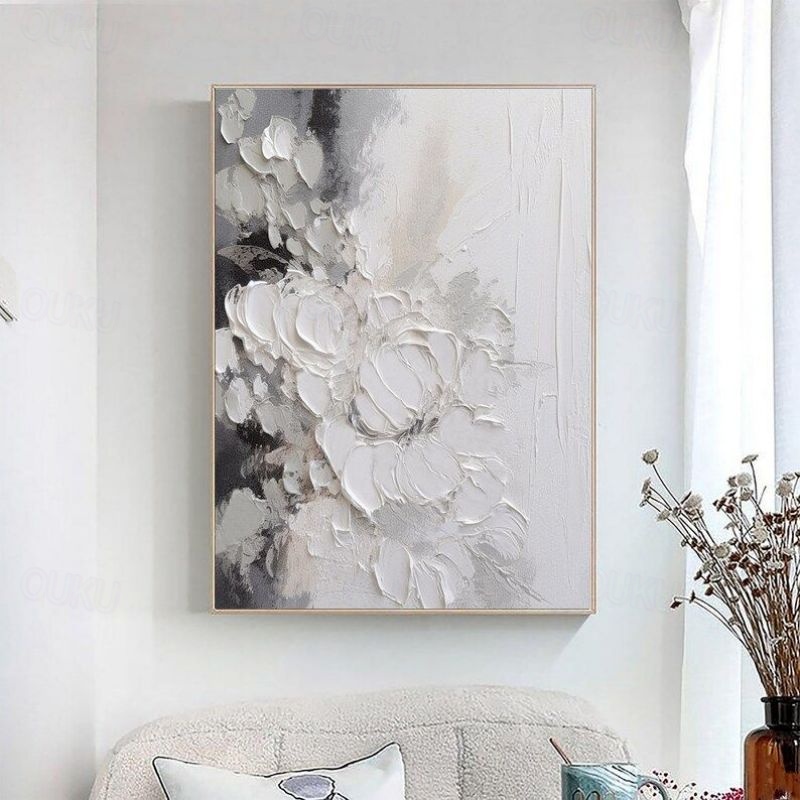 Silent Bloom – Abstract Textured Floral Wall Art
