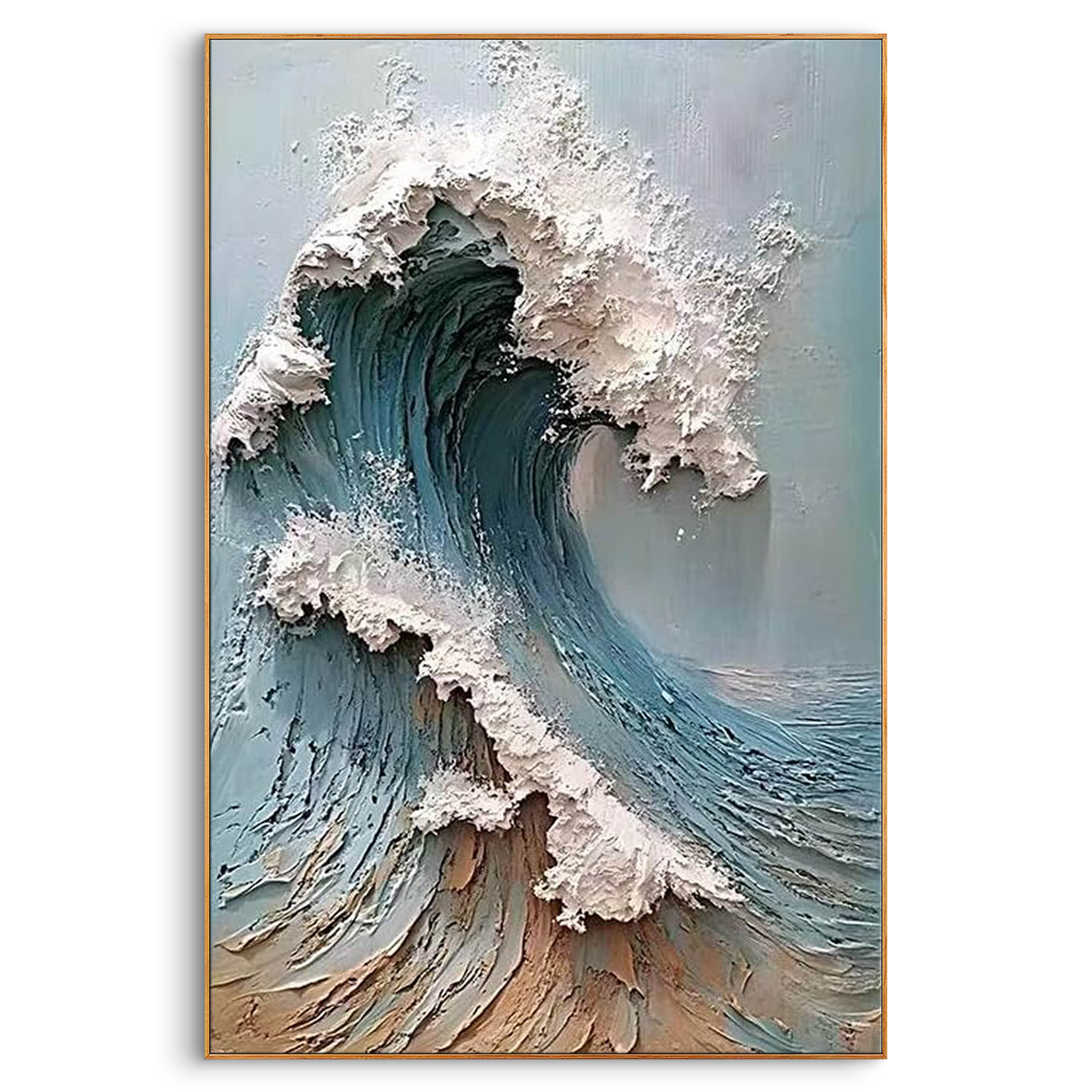 Serene Tide” – Ocean Wave Textured Wall Art, Abstract Coastal Canvas Painting