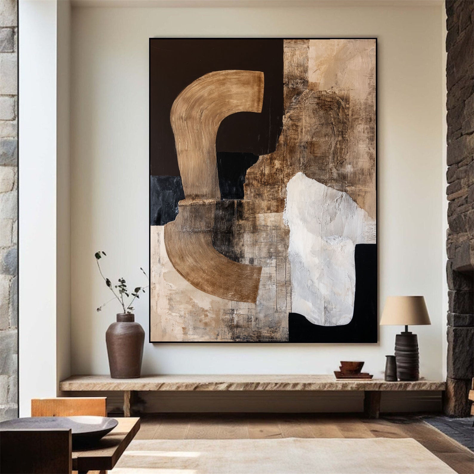 Earthline Form - Textured Neutral Abstract Wall Art
