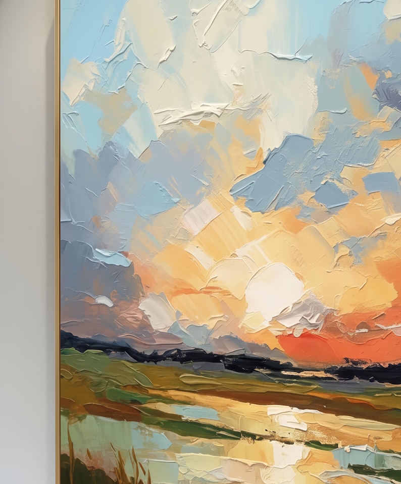 Amber Stillness - Textured Sunset Landscape Canvas Art