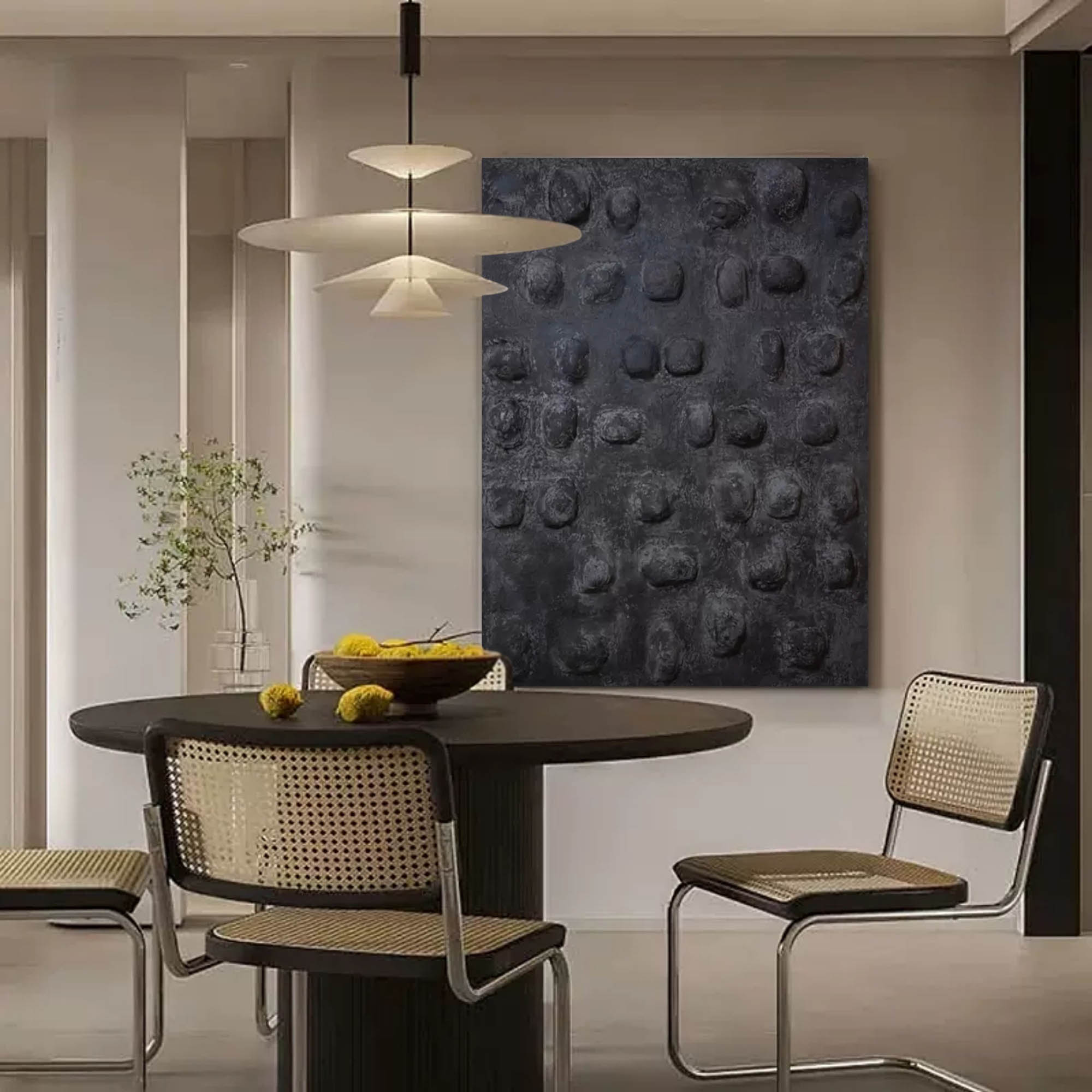 Textured Blackstone – Hand-Painted Abstract Canvas Art