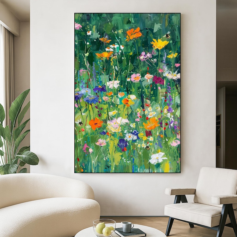 Wildflower Reverie - Textured Meadow Floral Oil Painting