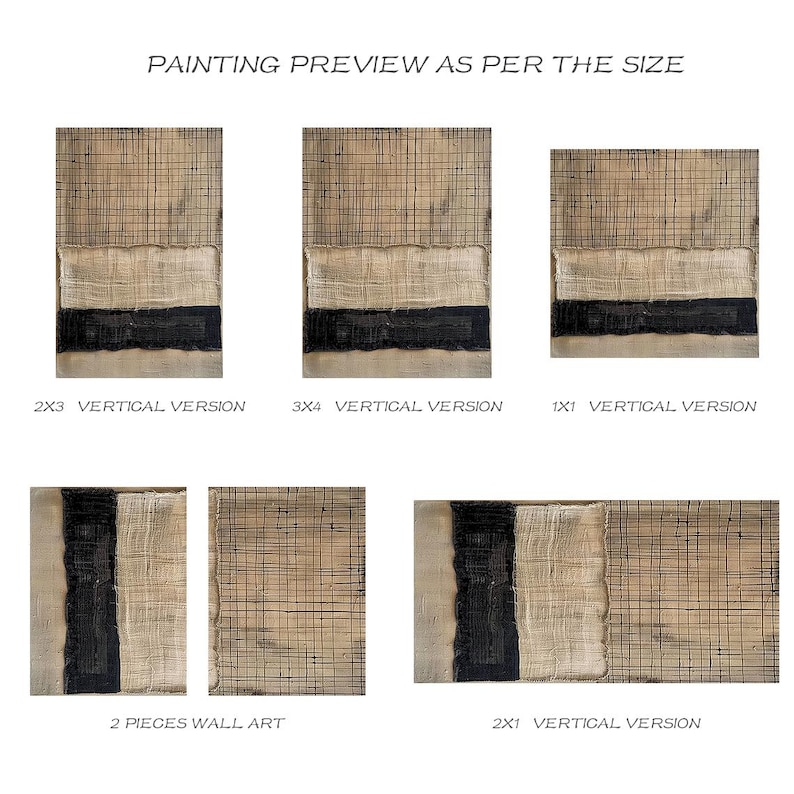 Woven Harmony - Textured Beige and Black Abstract Canvas Art