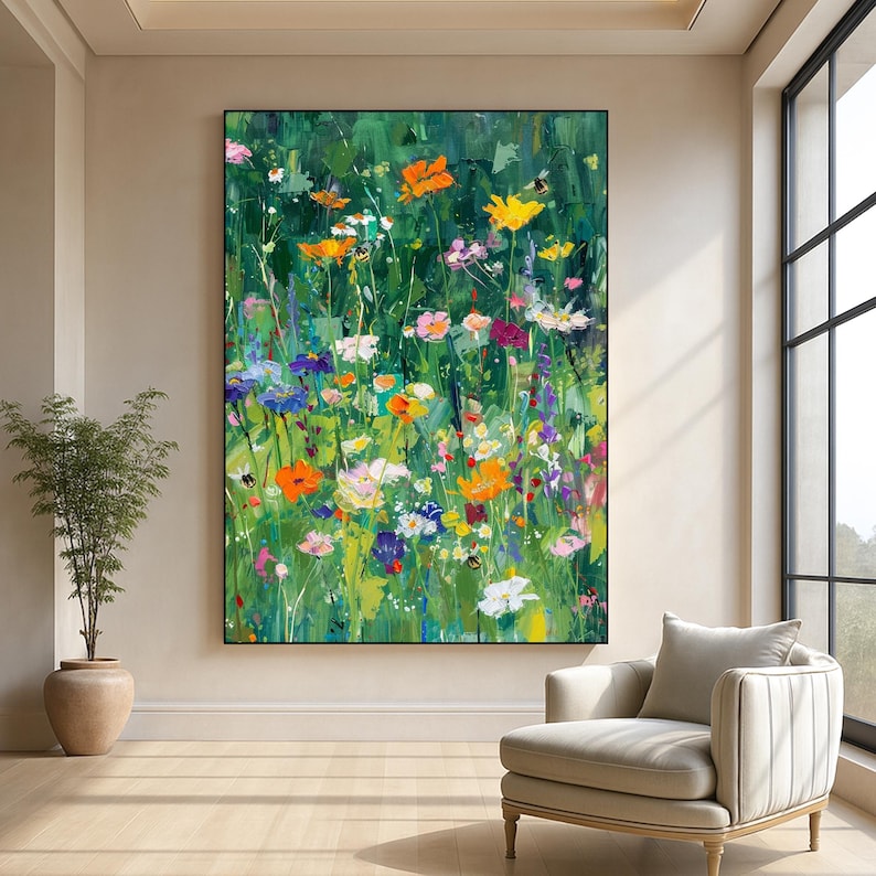 Wildflower Reverie - Textured Meadow Floral Oil Painting