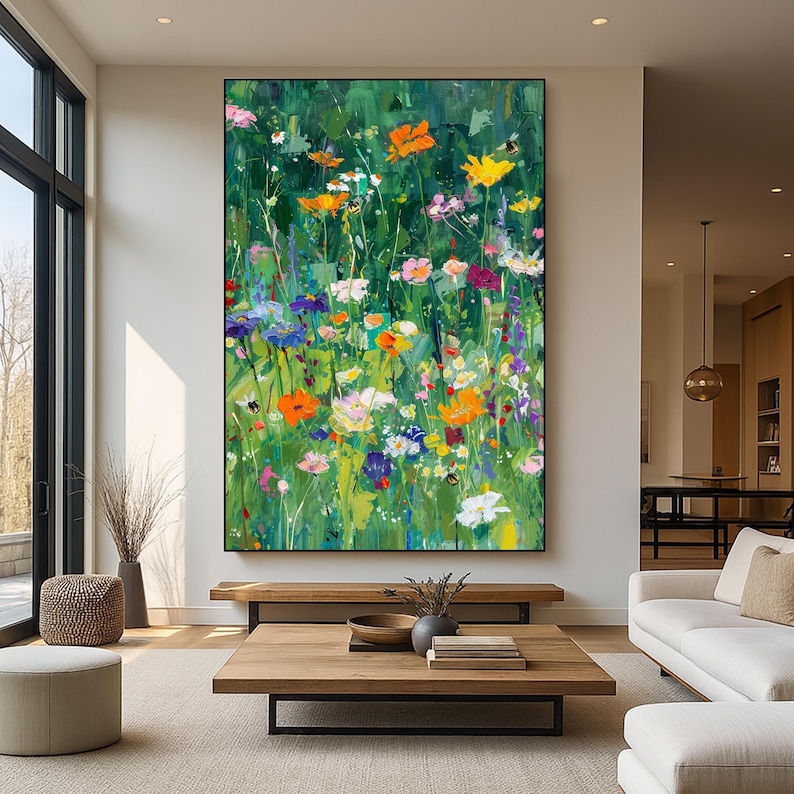 Wildflower Reverie - Textured Meadow Floral Oil Painting