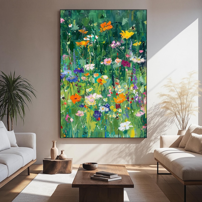 Wildflower Reverie - Textured Meadow Floral Oil Painting