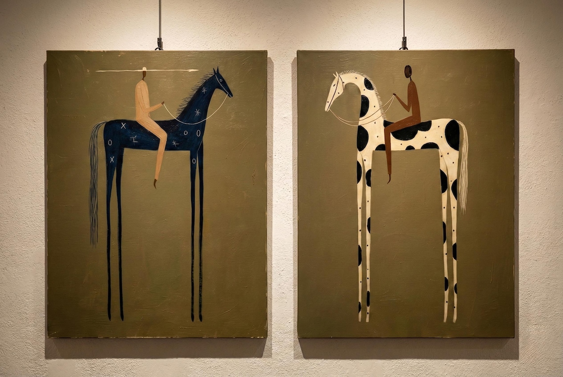 Silent Riders – Modern Abstract Horse Painting Diptych