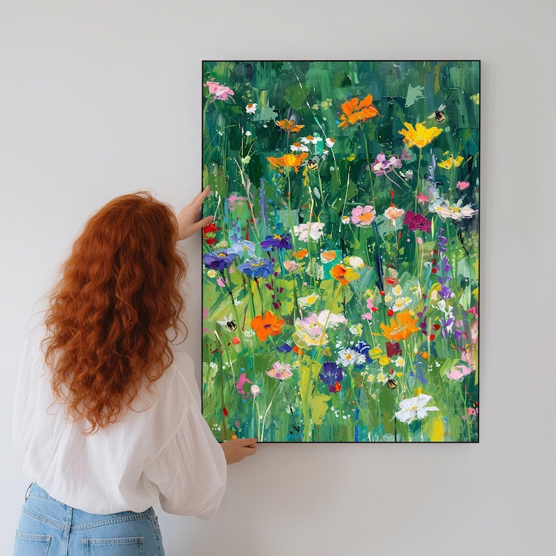 Wildflower Reverie - Textured Meadow Floral Oil Painting