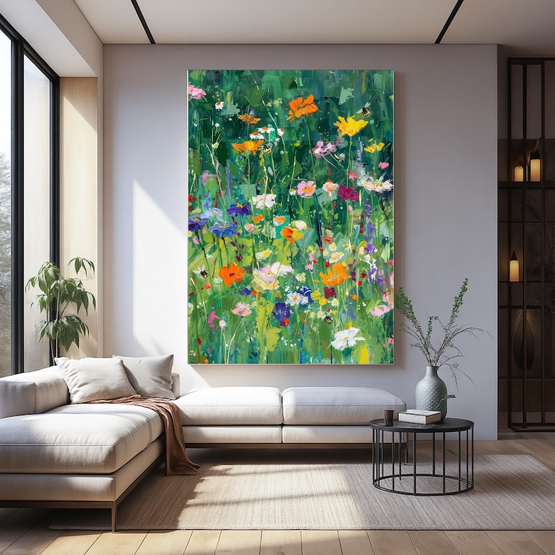 Wildflower Reverie - Textured Meadow Floral Oil Painting