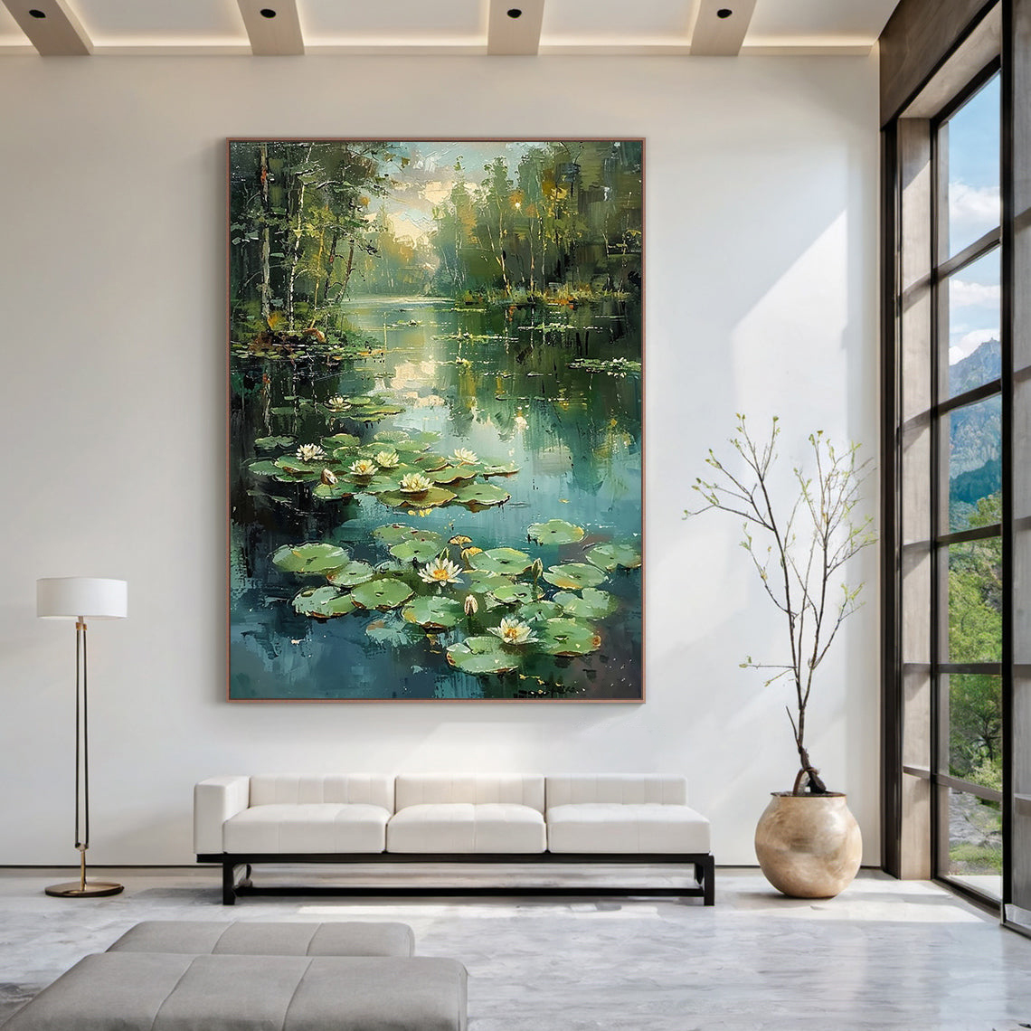 Whispering Pond - Water Lily Landscape Canvas Art