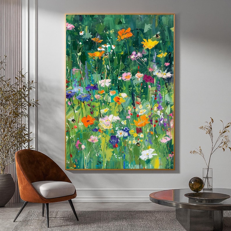 Wildflower Reverie - Textured Meadow Floral Oil Painting