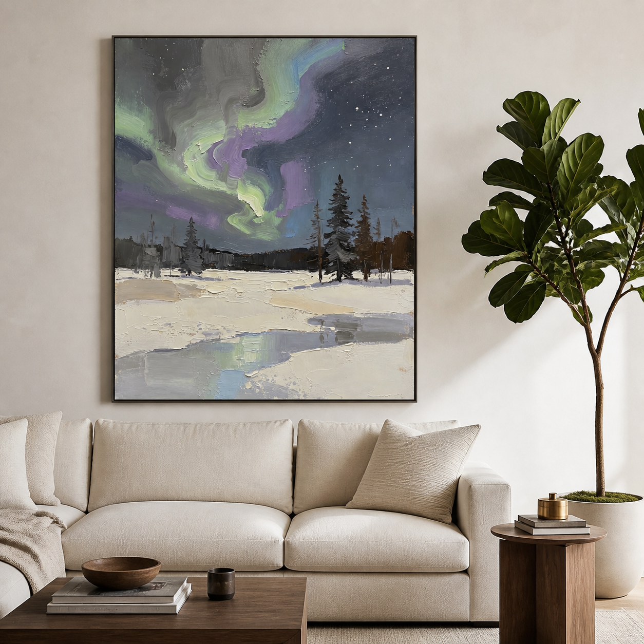 Northern Lights Wall Art | Aurora Over Snow