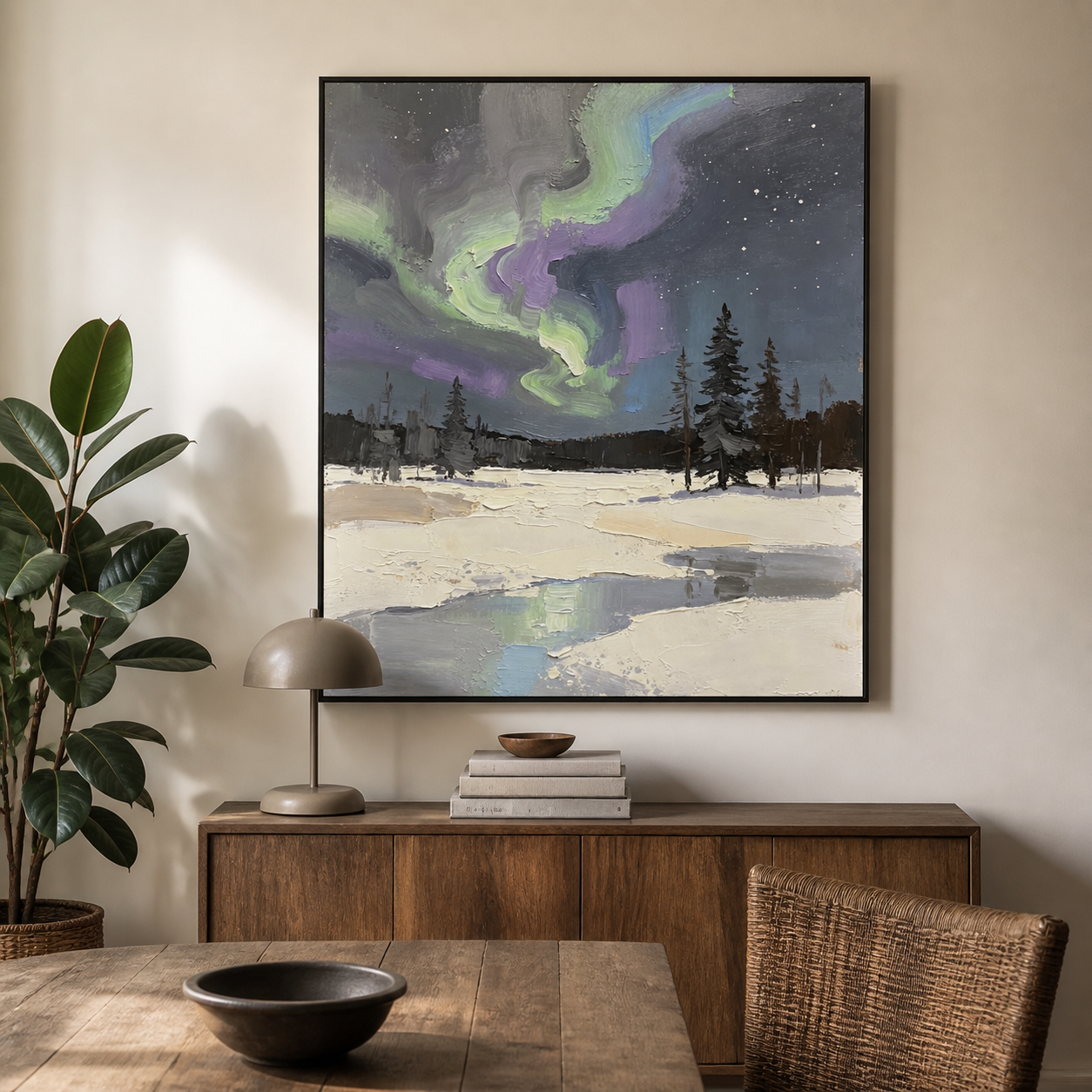 Northern Lights Wall Art | Aurora Over Snow
