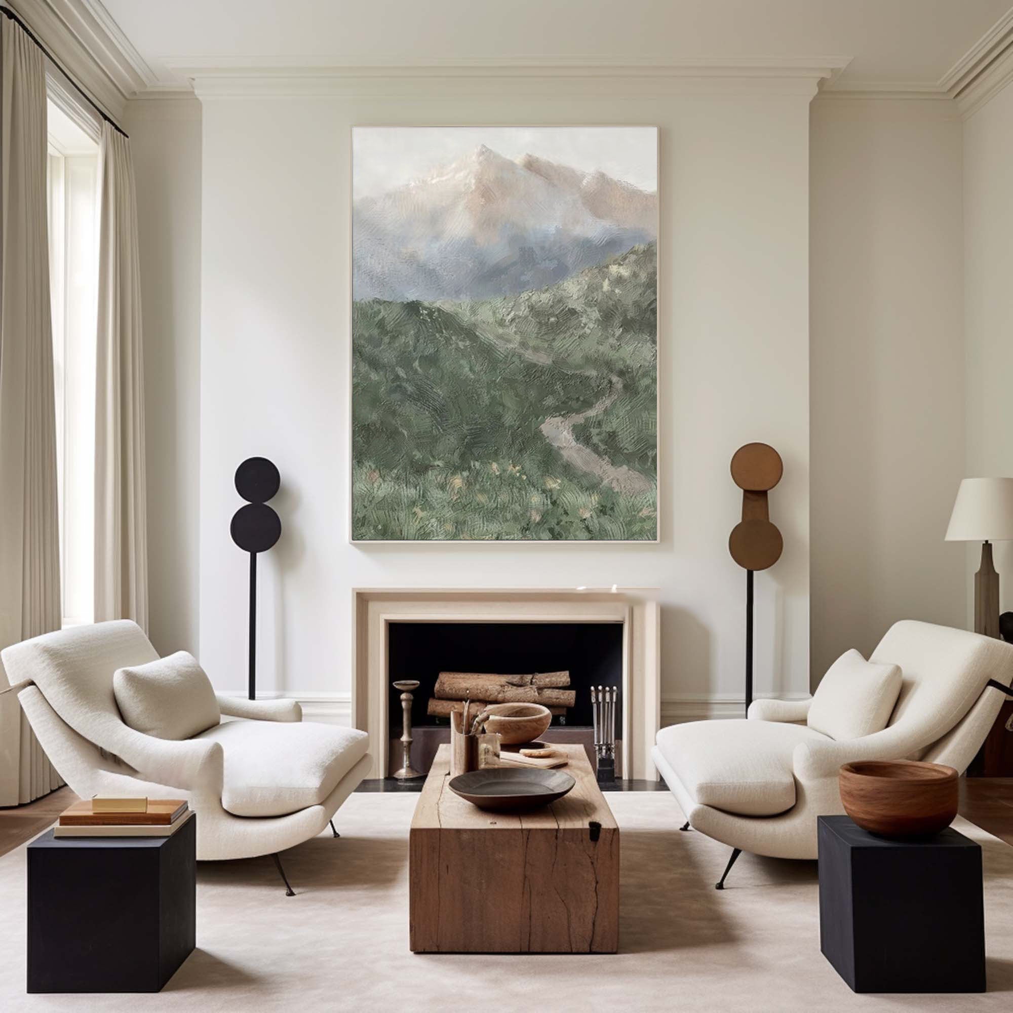 Misty Mountain Path Abstract Painting