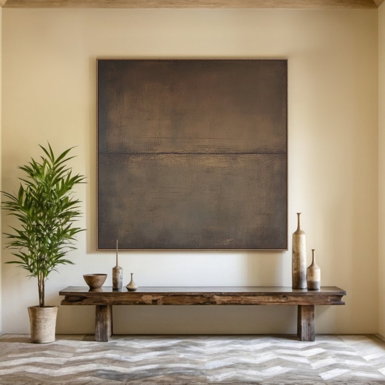 Muted Elegance - Textured Abstract Brown Canvas Art
