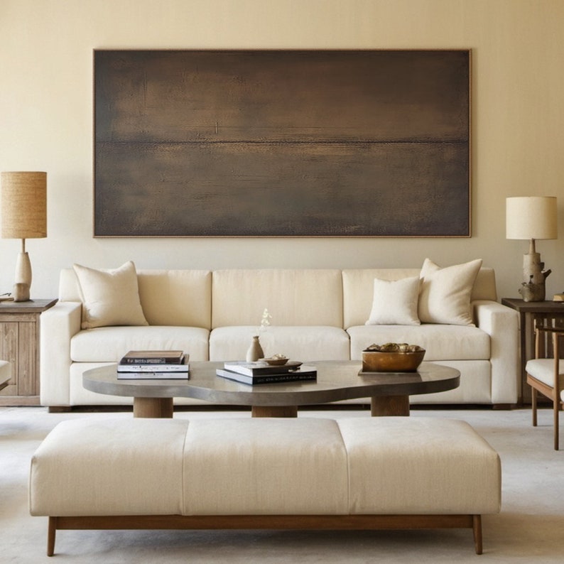 Muted Elegance - Textured Abstract Brown Canvas Art