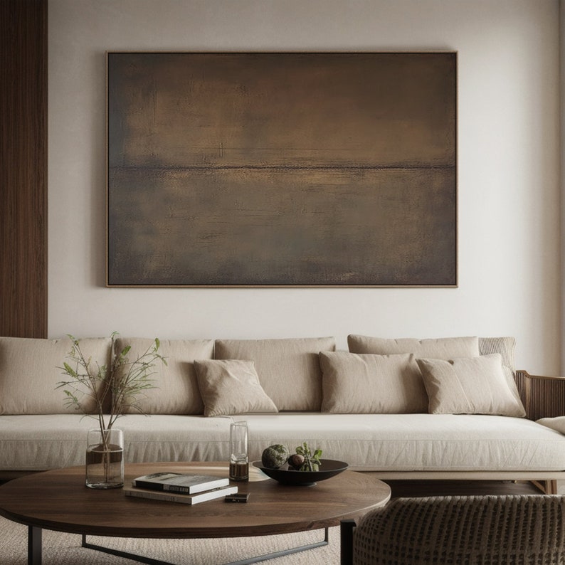 Muted Elegance - Textured Abstract Brown Canvas Art