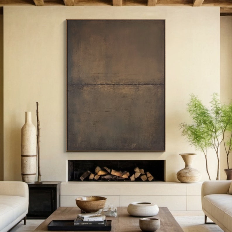 Muted Elegance - Textured Abstract Brown Canvas Art