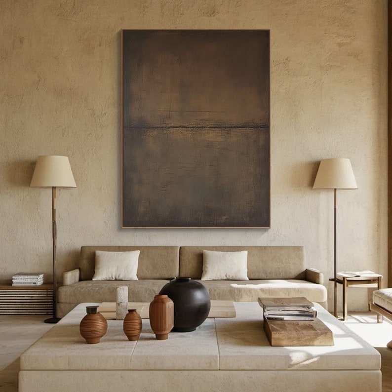 Muted Elegance - Textured Abstract Brown Canvas Art