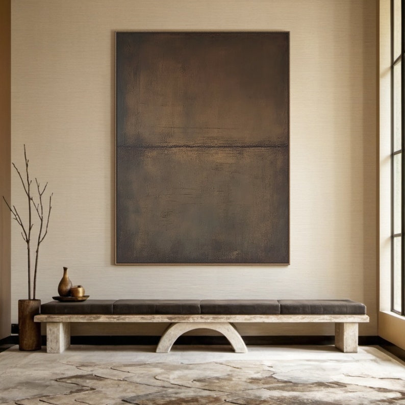 Muted Elegance - Textured Abstract Brown Canvas Art