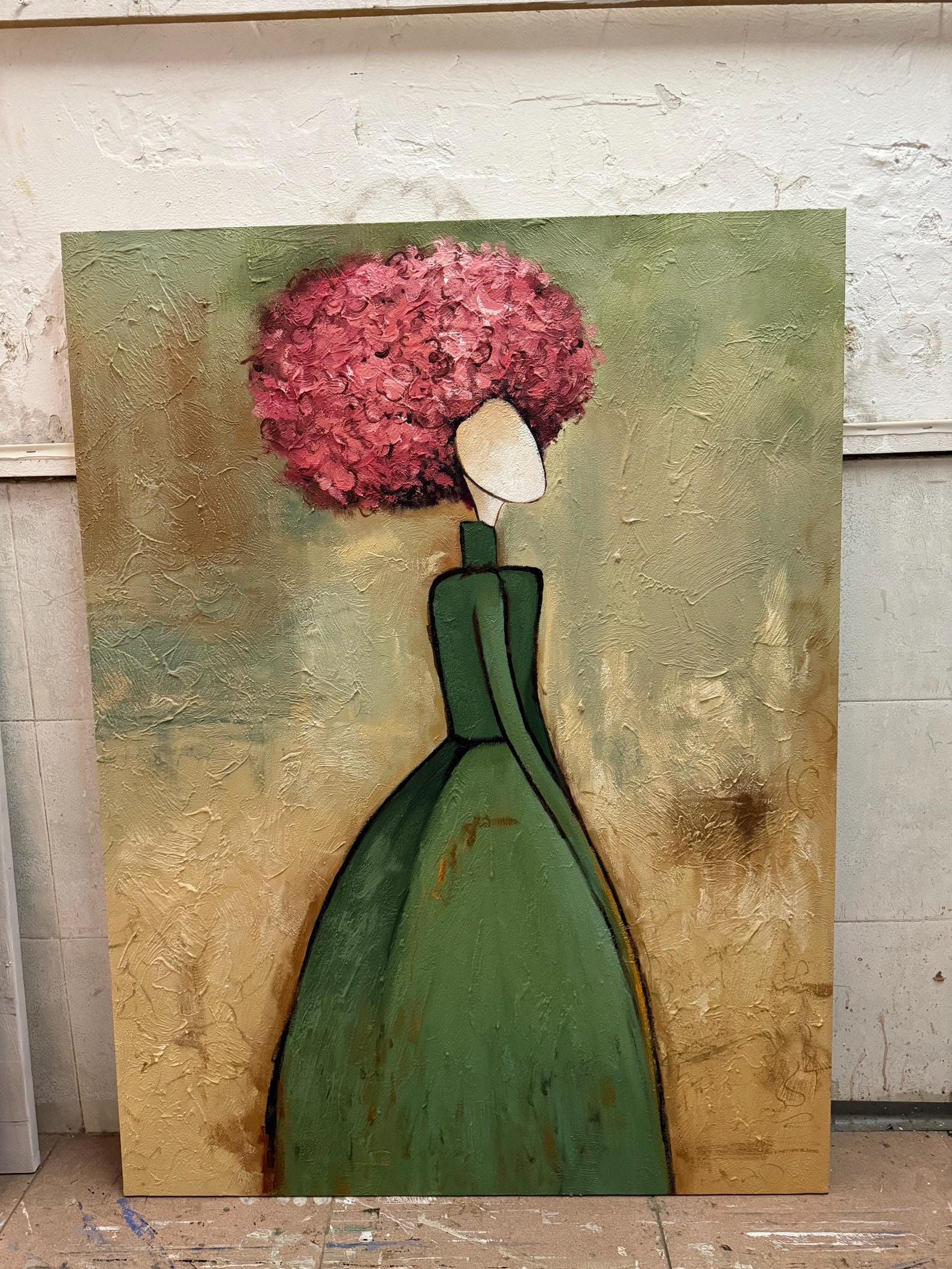 Floral Elegance - Textured Woman and Flower Canvas Art