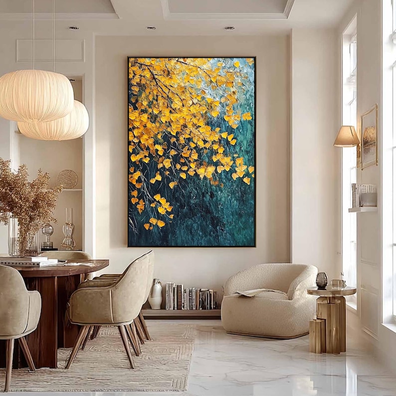 Golden Canopy - Textured Autumn Leaves Oil Painting